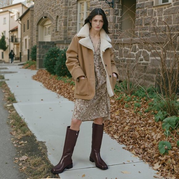 Knee High Boots for Women 2025 Low Heel Square Toe Flat Boots with Side Full Zip - Picture 6 of 6